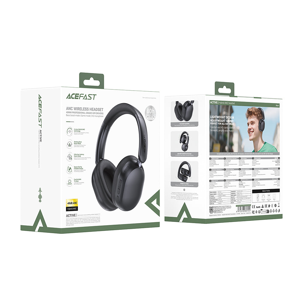 Handsfree Bluetooth Acefast H12, A2DP, ANC, Alb