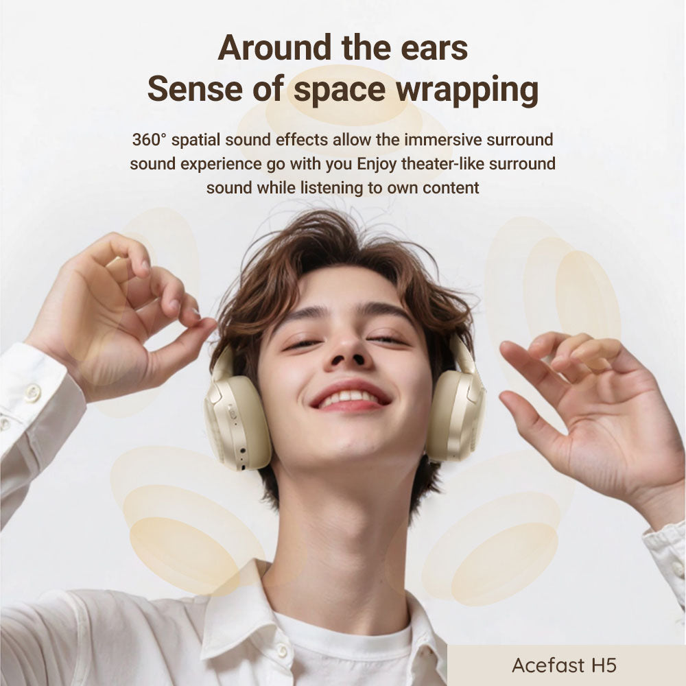 Handsfree Bluetooth Acefast H5, A2DP, ANC, Negru
