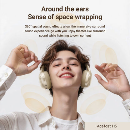 Handsfree Bluetooth Acefast H5, A2DP, ANC, Negru