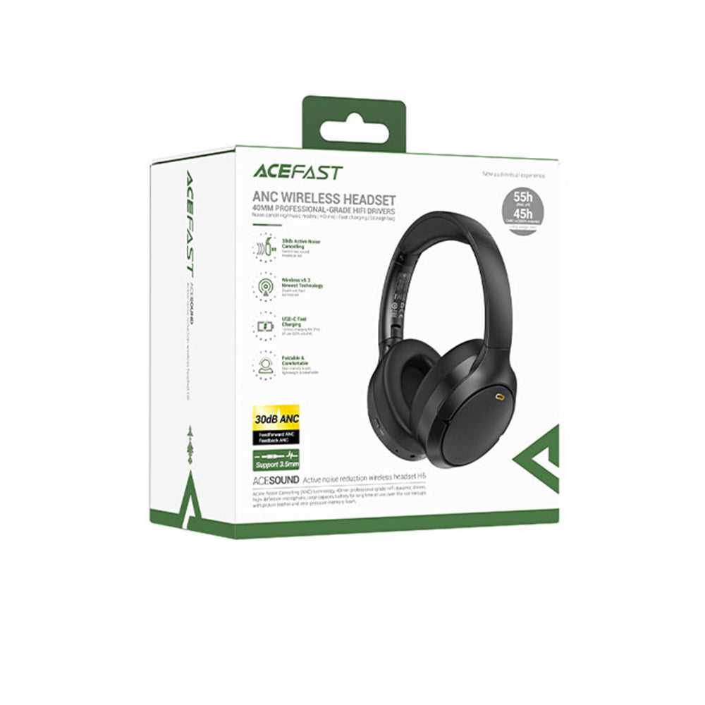 Handsfree Bluetooth Acefast H6, A2DP, ANC, Negru