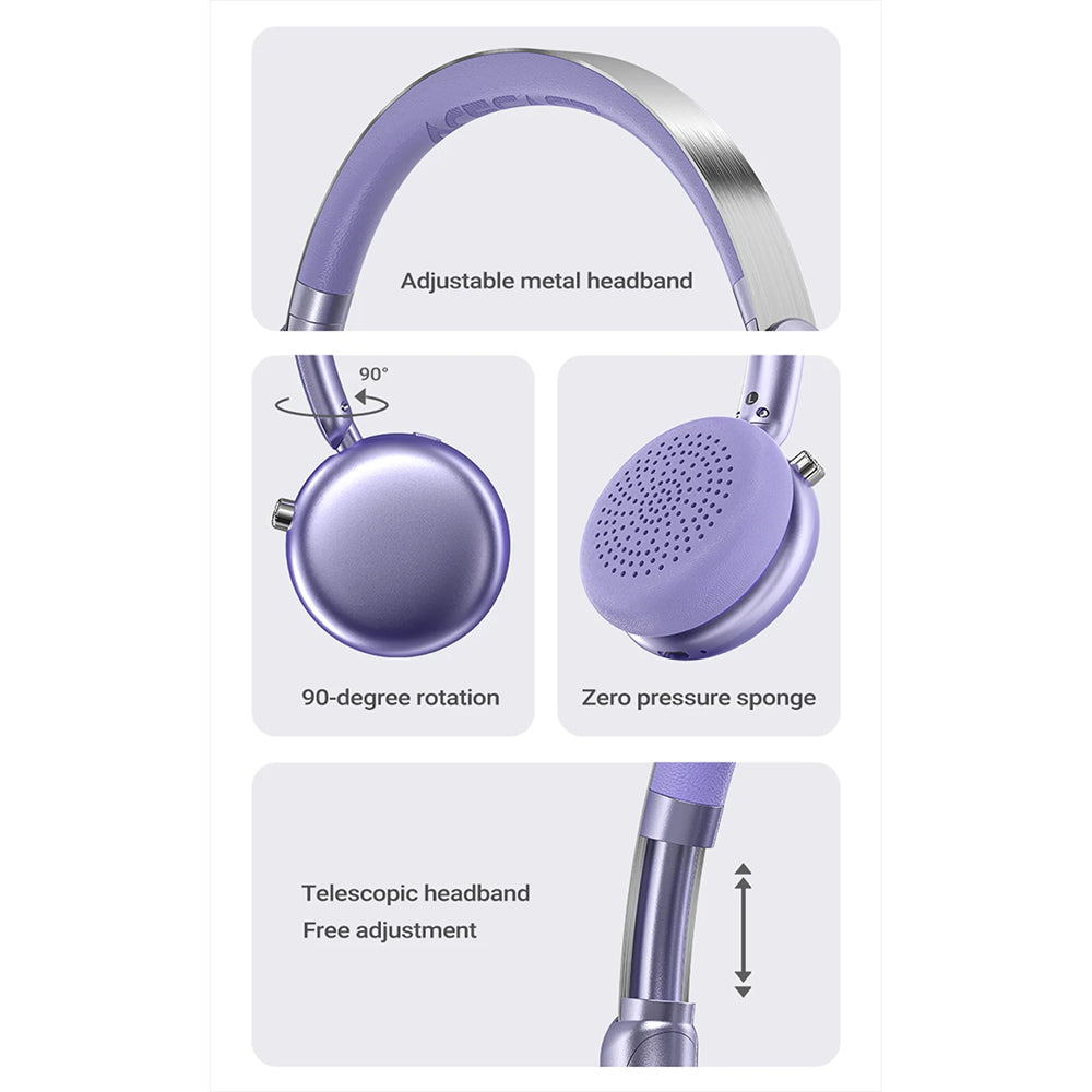 Handsfree Bluetooth Acefast H8, A2DP, ANC, Argintiu