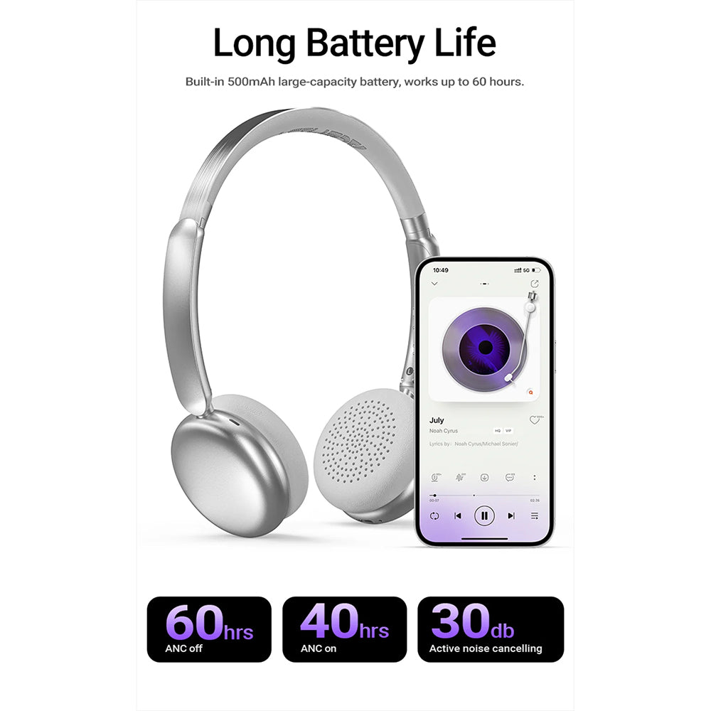 Handsfree Bluetooth Acefast H8, A2DP, ANC, Auriu