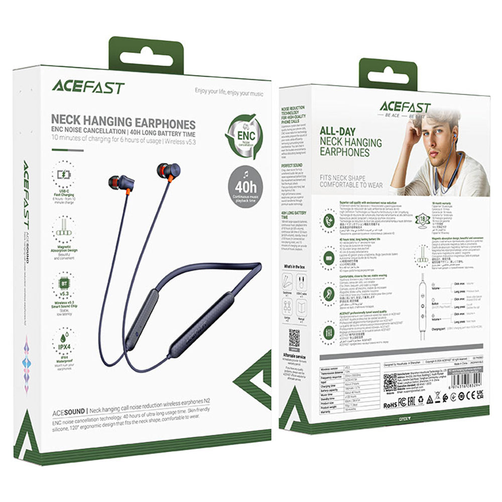 Handsfree Bluetooth Acefast N2, A2DP, Negru