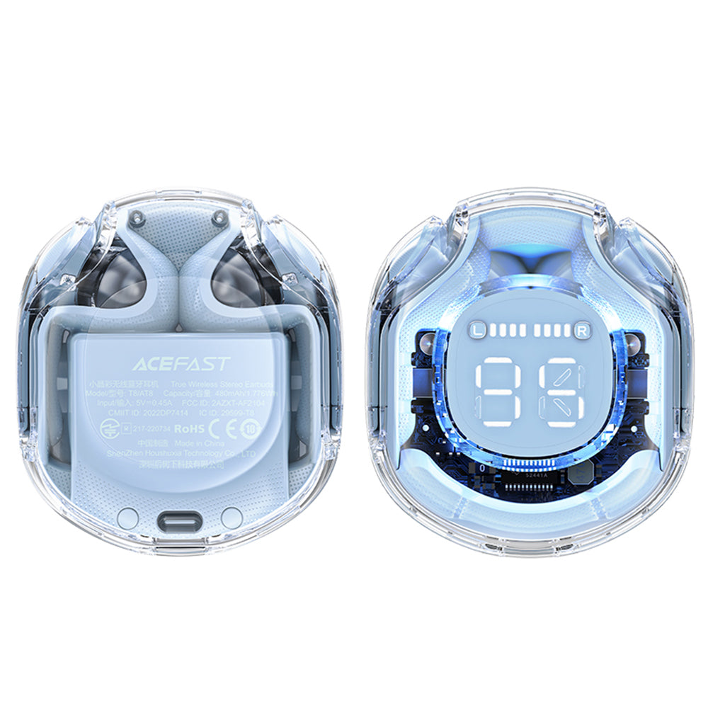 Handsfree Bluetooth Acefast T8, TWS, Albastru