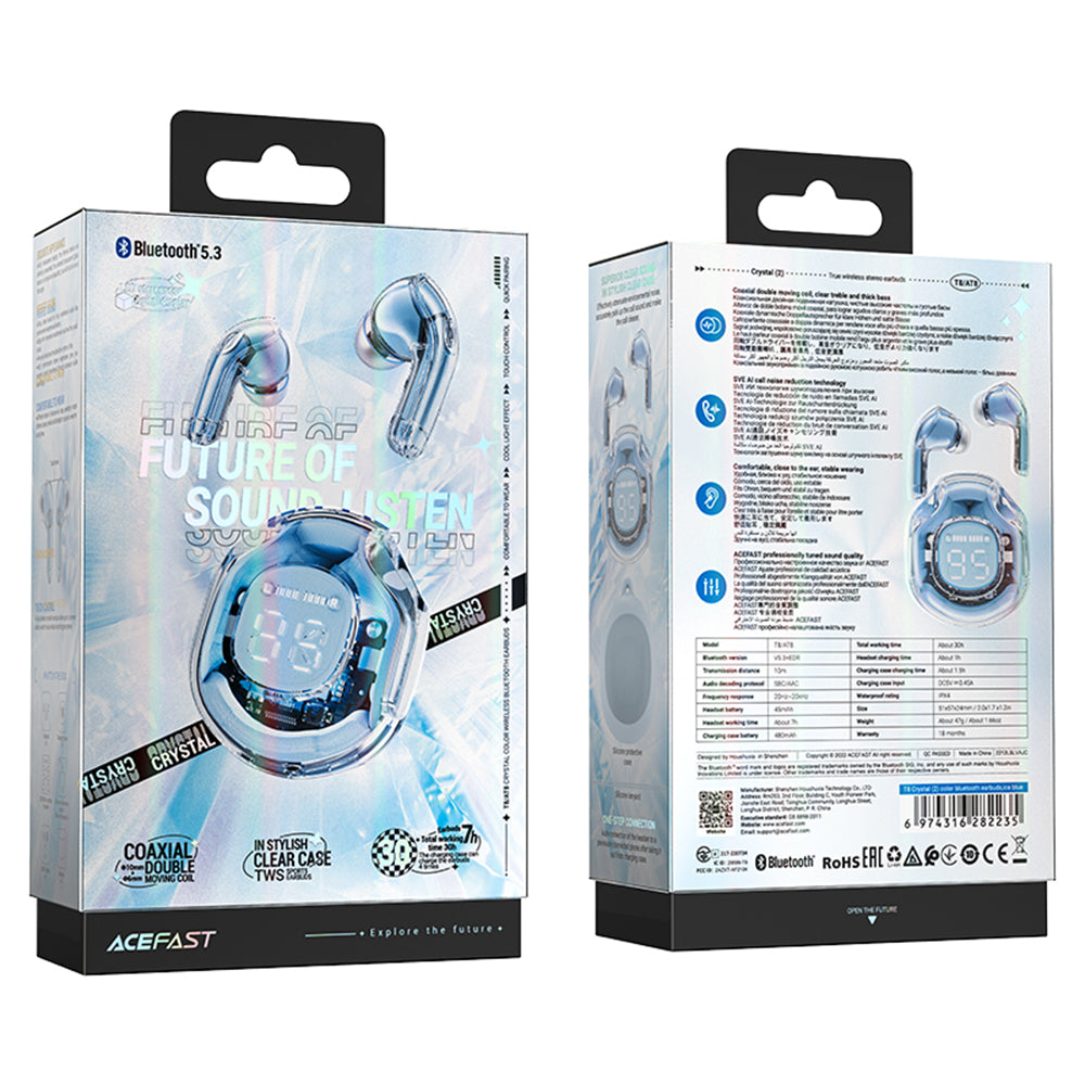 Handsfree Bluetooth Acefast T8, TWS, Albastru