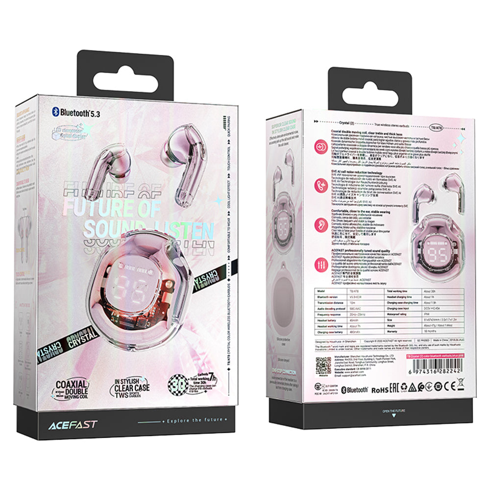 Handsfree Bluetooth Acefast T8, TWS, Roz