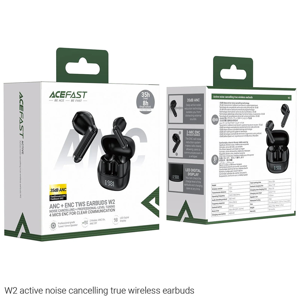 Handsfree Bluetooth Acefast W2, TWS, Negru