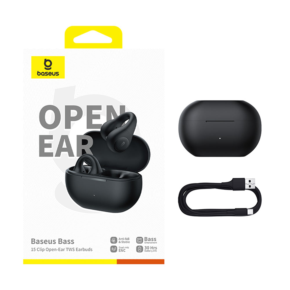Handsfree Bluetooth Baseus Bass 15 Clip, TWS, Negru A00079500113-00