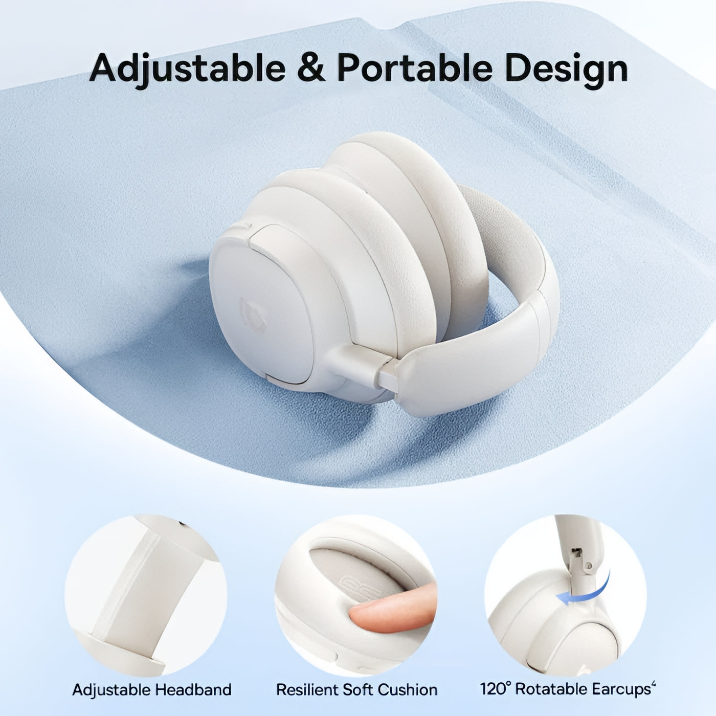 Handsfree Bluetooth Baseus Bass BH1 NC, MultiPoint, A2DP, ANC, Alb A0203702