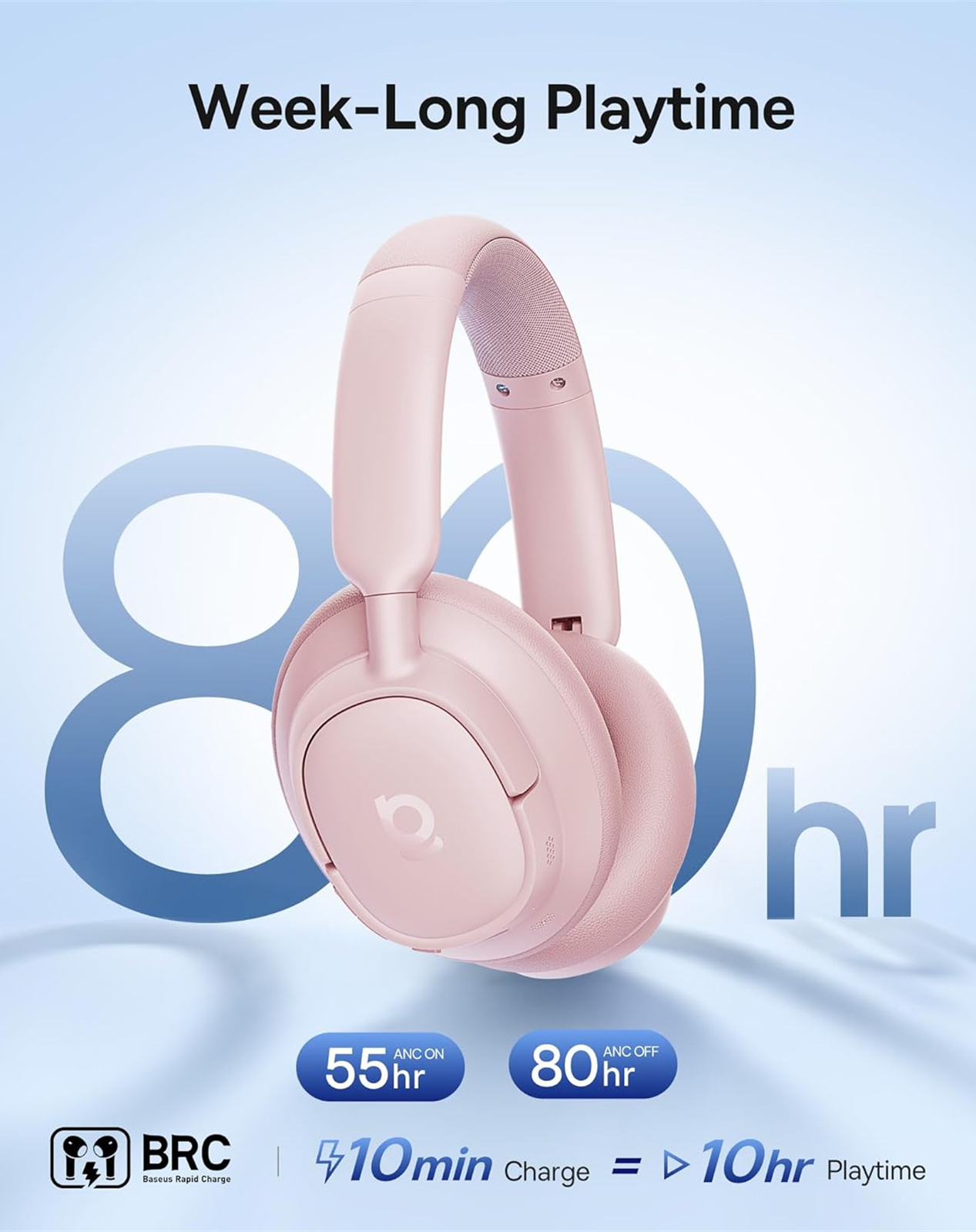Handsfree Bluetooth Baseus Bass BH1 NC, MultiPoint, A2DP, ANC, Roz A0203704