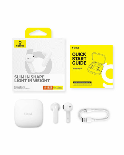 Handsfree Bluetooth Baseus Bowie E16, TWS, Alb A00061900223-00