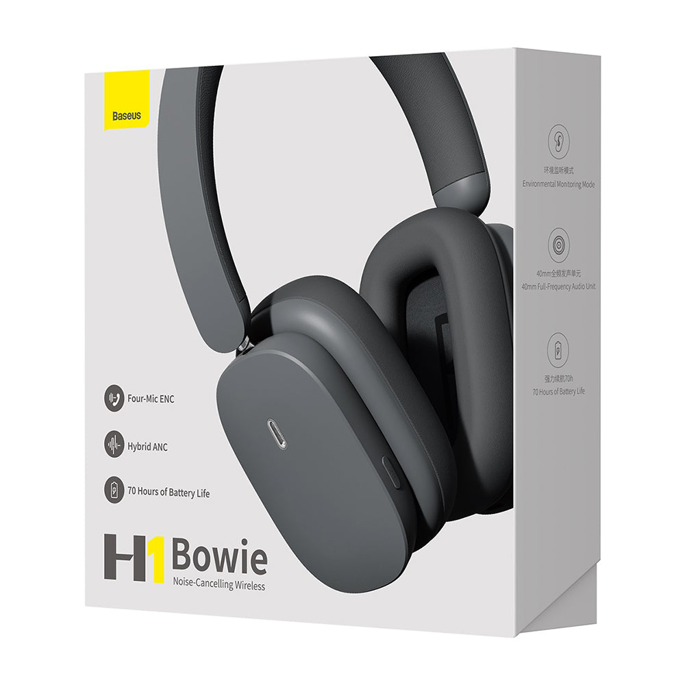 Handsfree Bluetooth Baseus Bowie H1, A2DP, ANC, Gri NGTW230213