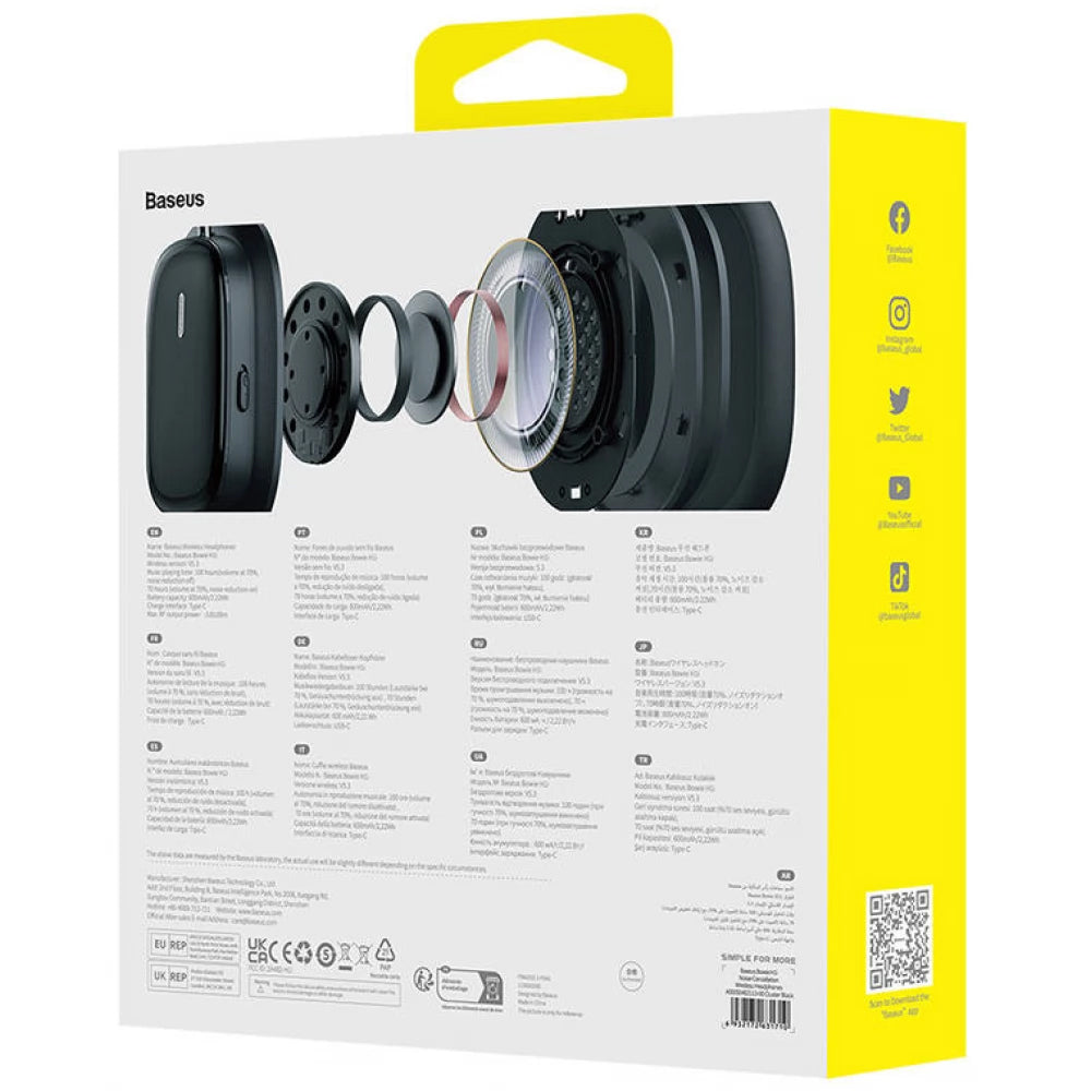 Handsfree Bluetooth Baseus H1i, A2DP, ANC, Negru A00050402113-00