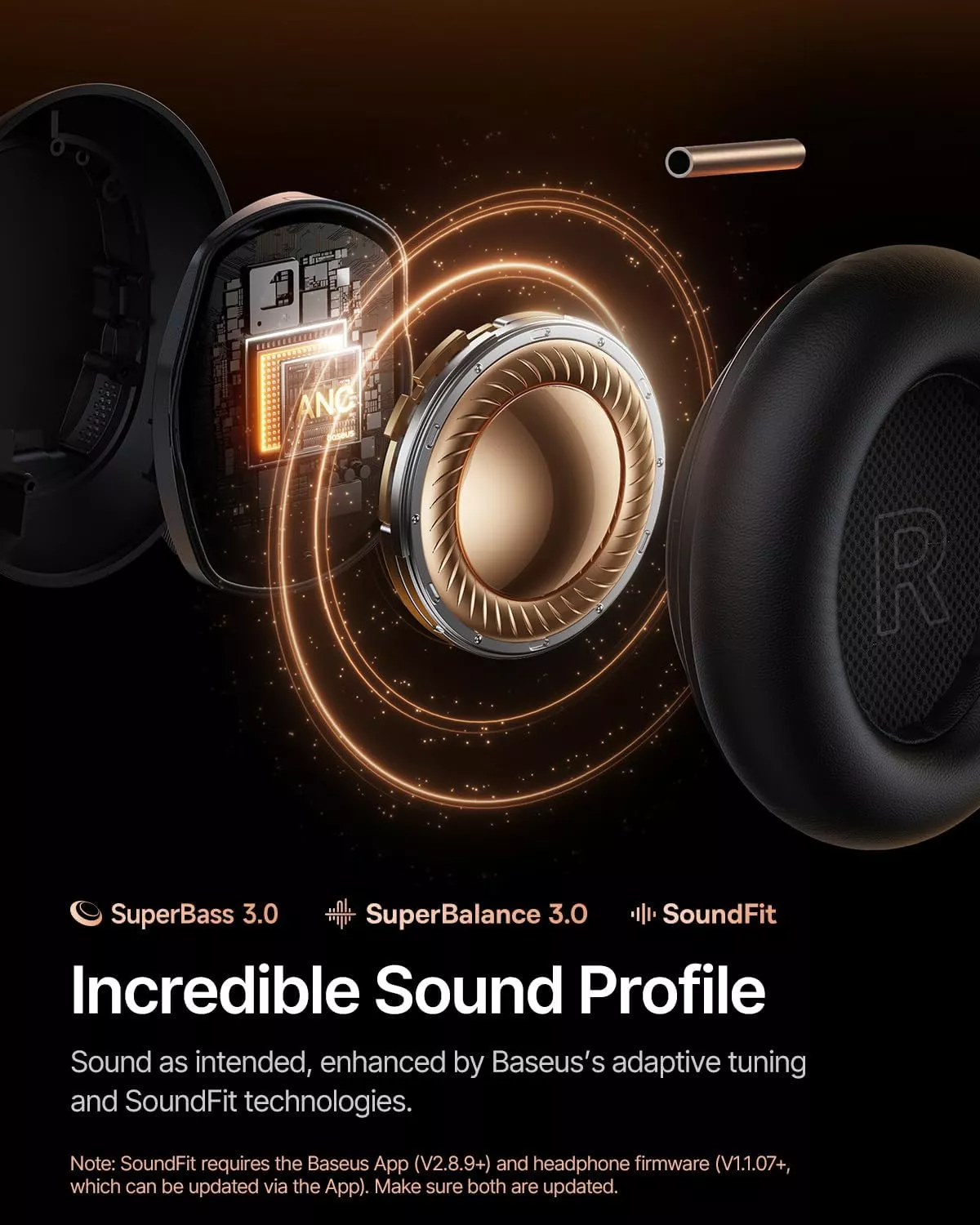 Handsfree Bluetooth Baseus Inspire XH1 Sound by Bose, A2DP, ANC, Negru A00085701123-00