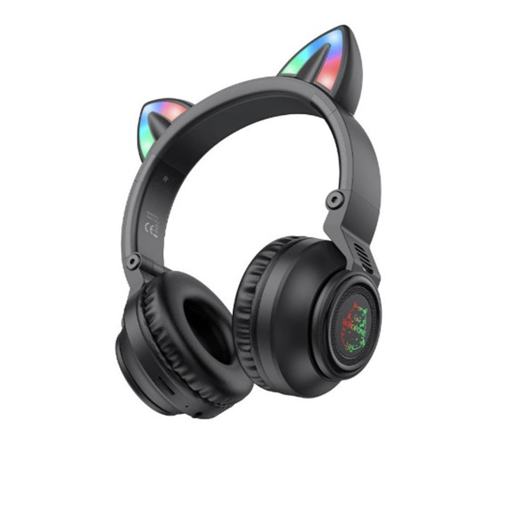 Handsfree Bluetooth Borofone BO18 Cat Ear, A2DP, Negru