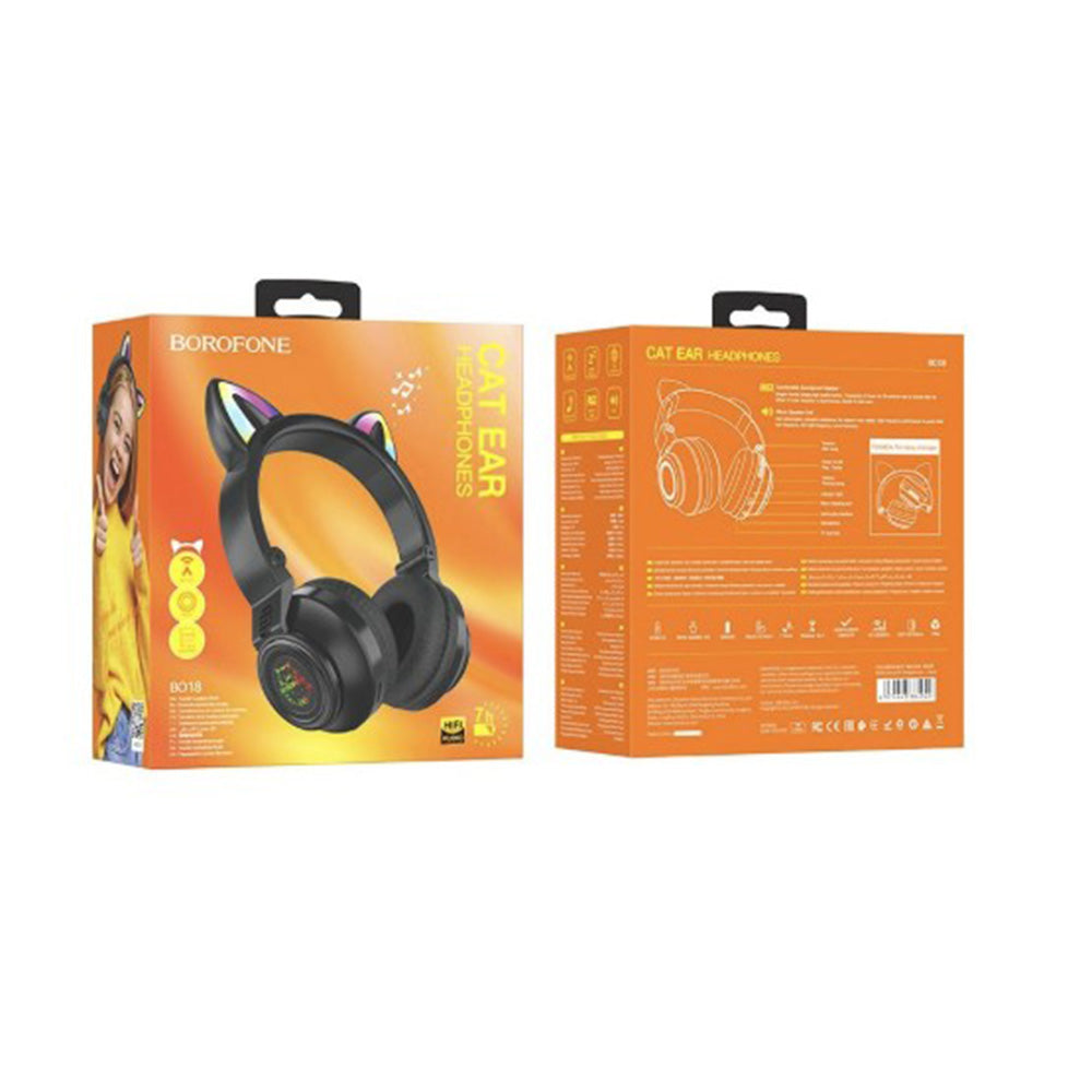 Handsfree Bluetooth Borofone BO18 Cat Ear, A2DP, Negru