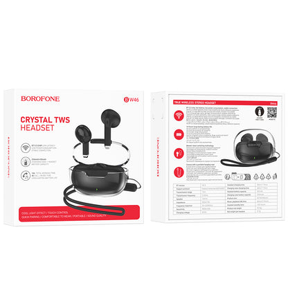 Handsfree Bluetooth Borofone BW46 Ice Flake, TWS, Negru
