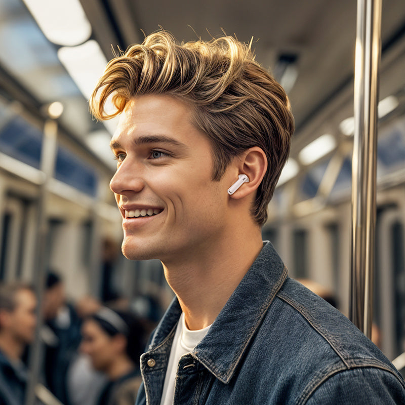 Handsfree Bluetooth Borofone FQ7 Treasure, TWS, ANC, MultiPoint, Alb