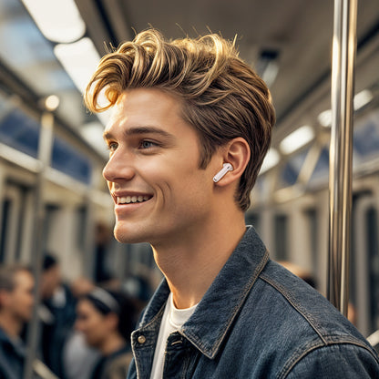 Handsfree Bluetooth Borofone FQ7 Treasure, TWS, ANC, MultiPoint, Alb