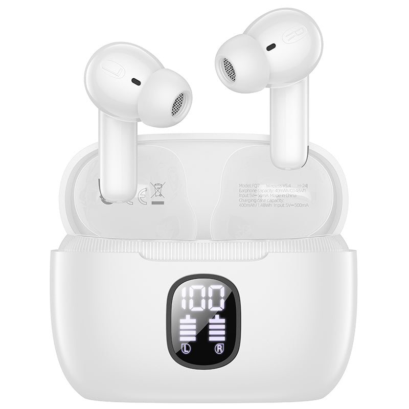 Handsfree Bluetooth Borofone FQ7 Treasure, TWS, ANC, MultiPoint, Alb