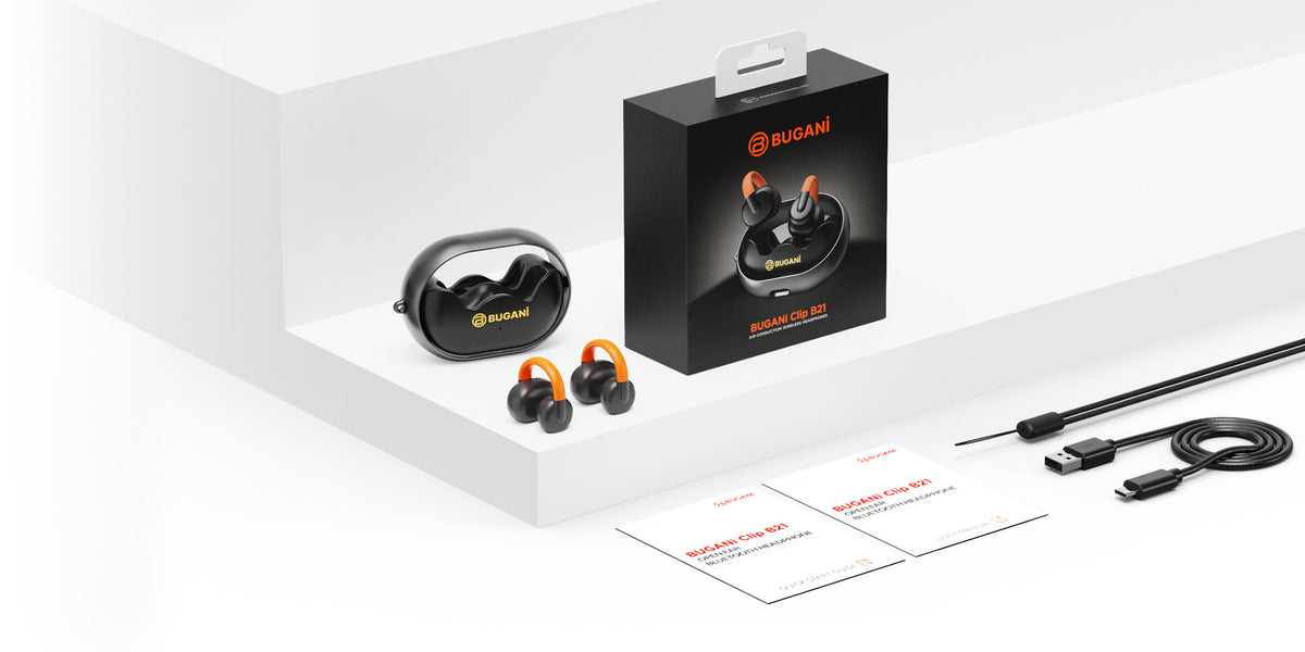Handsfree Bluetooth Bugani Clip B21, TWS, Negru
