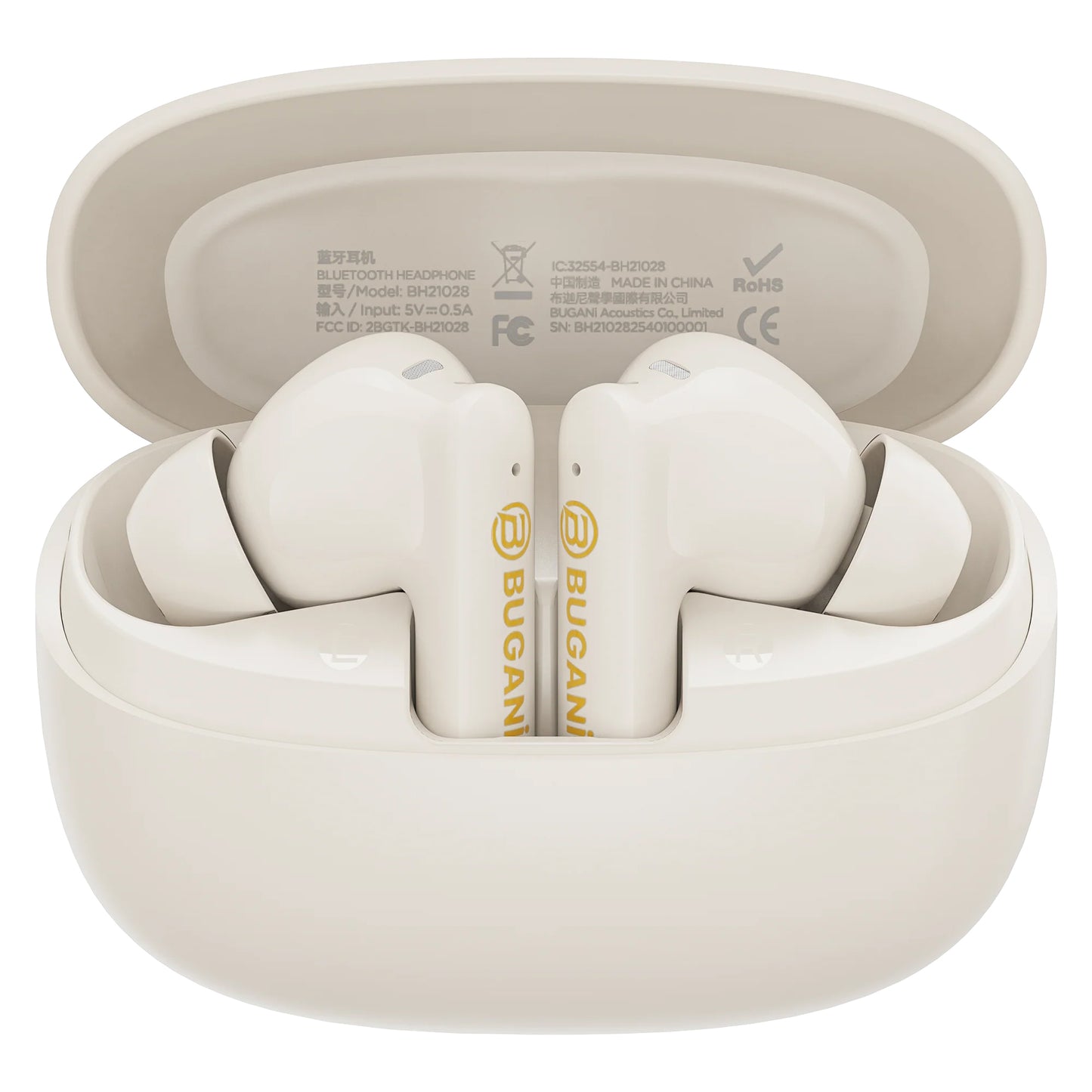 Handsfree Bluetooth Bugani Freebuds B20, TWS, ANC, Crem Deschis