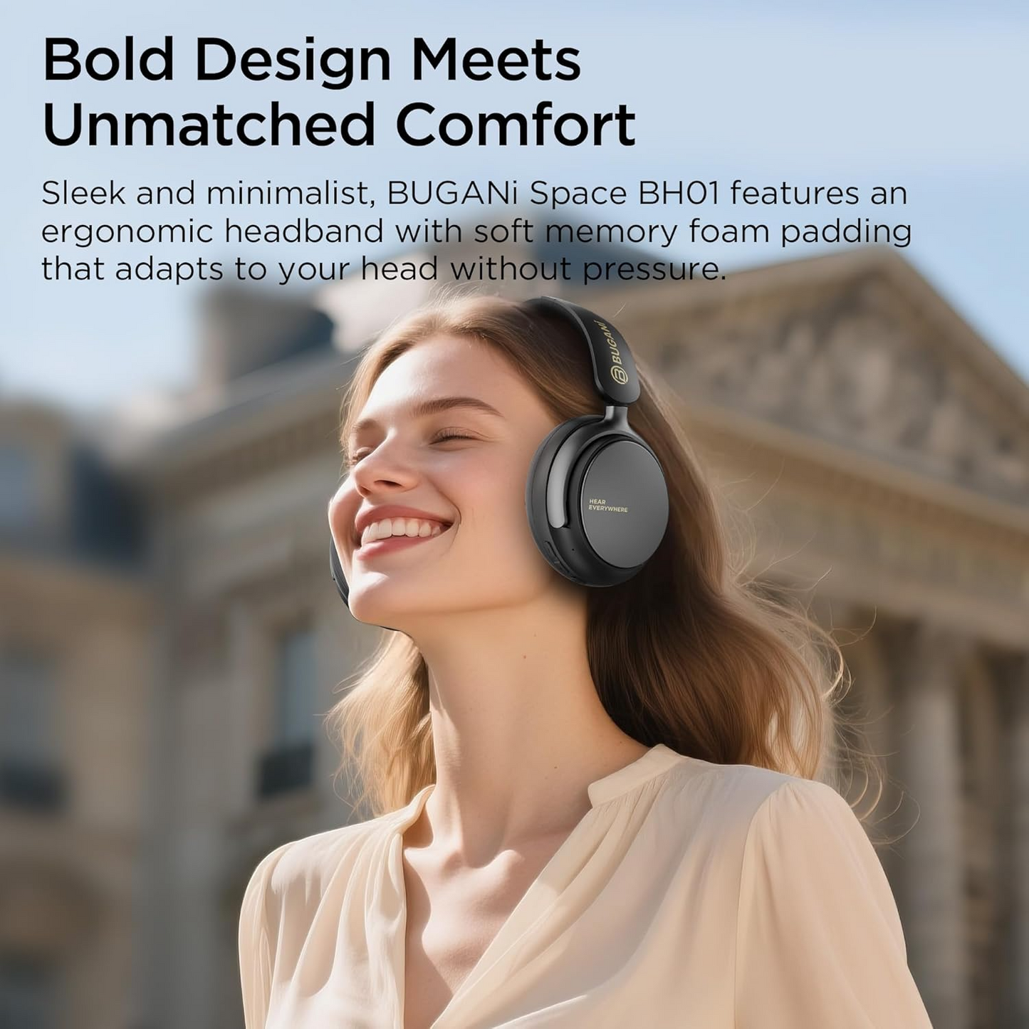 Handsfree Bluetooth Bugani Space BH01, MultiPoint, A2DP, ANC, Negru