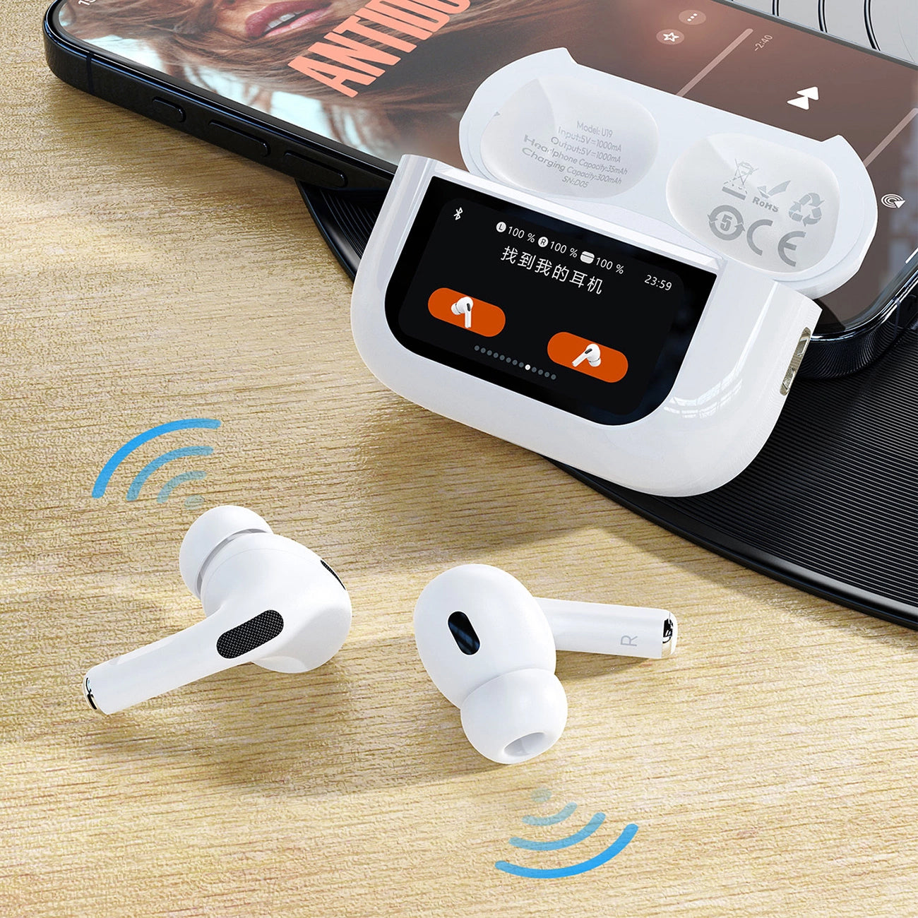Handsfree Bluetooth Dudao U19 Display, TWS, Alb