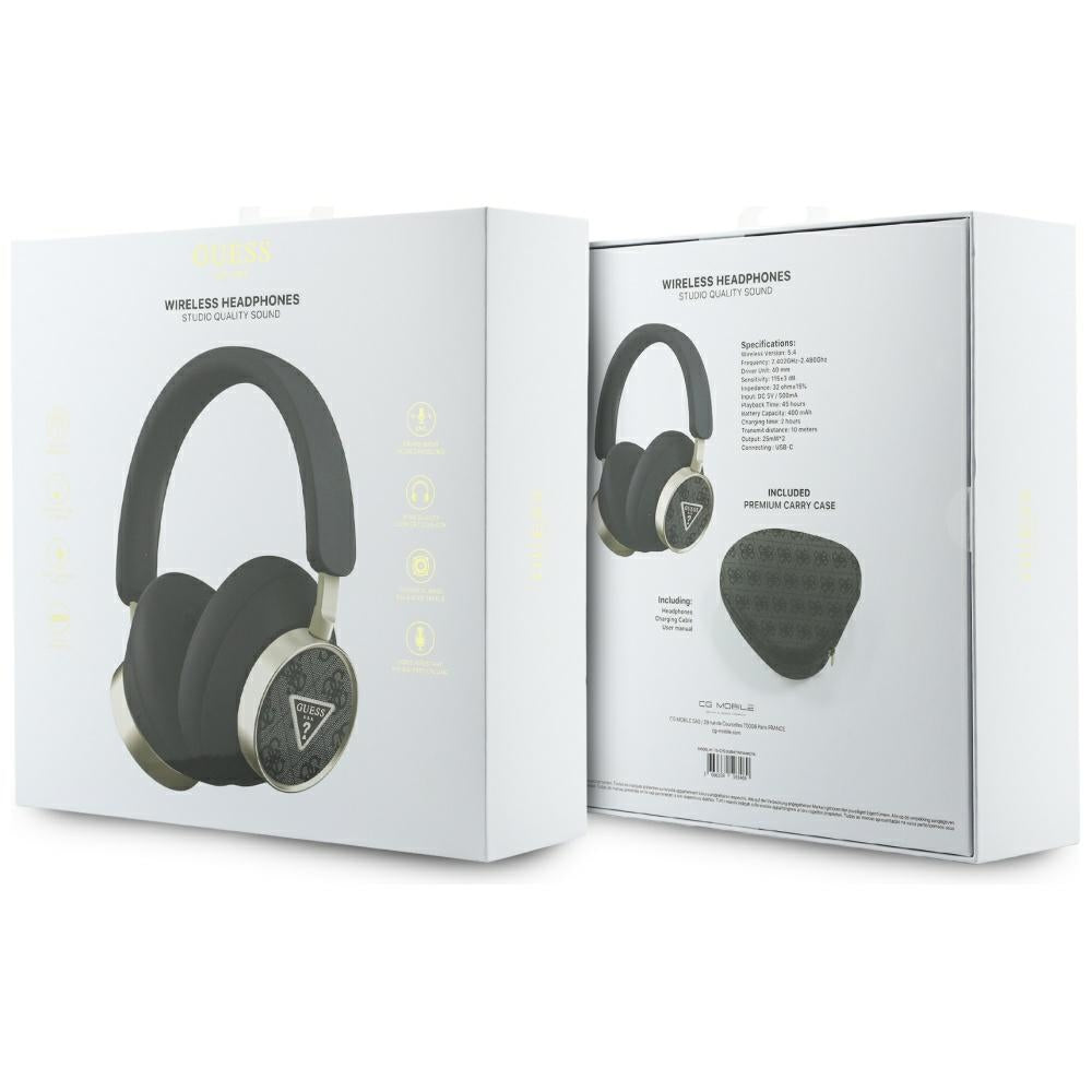 Handsfree Bluetooth Guess 4G Gold Triangle Logo, A2DP, Negru
