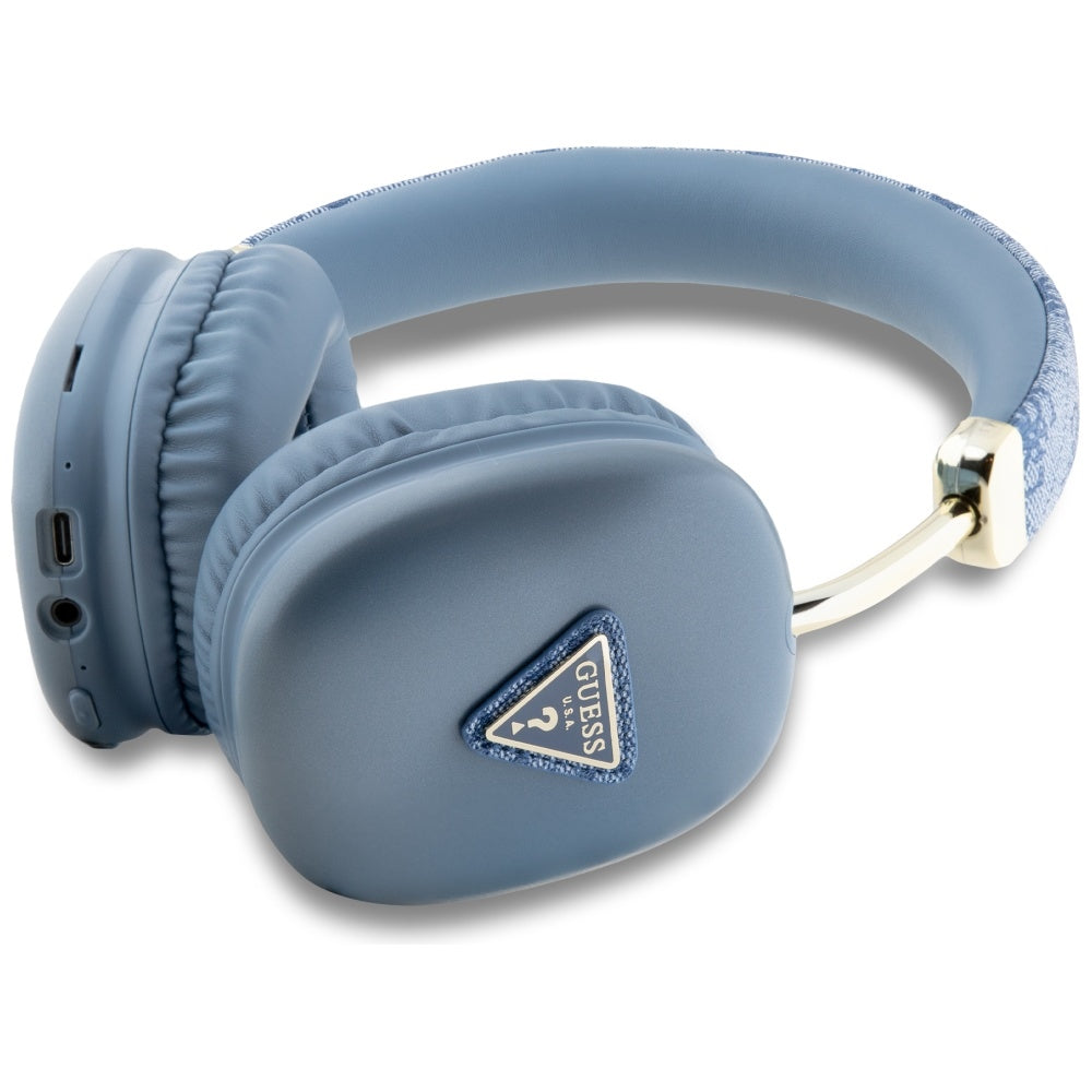 Handsfree Bluetooth Guess 4G Gold Triangle Logo, A2DP, Albastru
