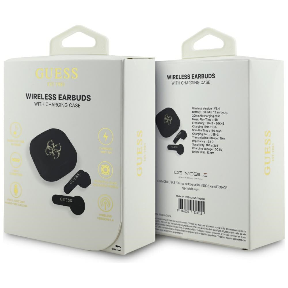 Handsfree Bluetooth Guess 4G Metal Logo, TWS, Negru