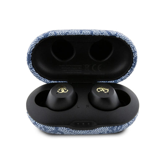 Handsfree Bluetooth Guess 4G Metal, TWS, Albastru