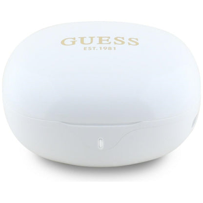 Handsfree Bluetooth Guess Flat Classic Logo Electroplated, TWS, Alb