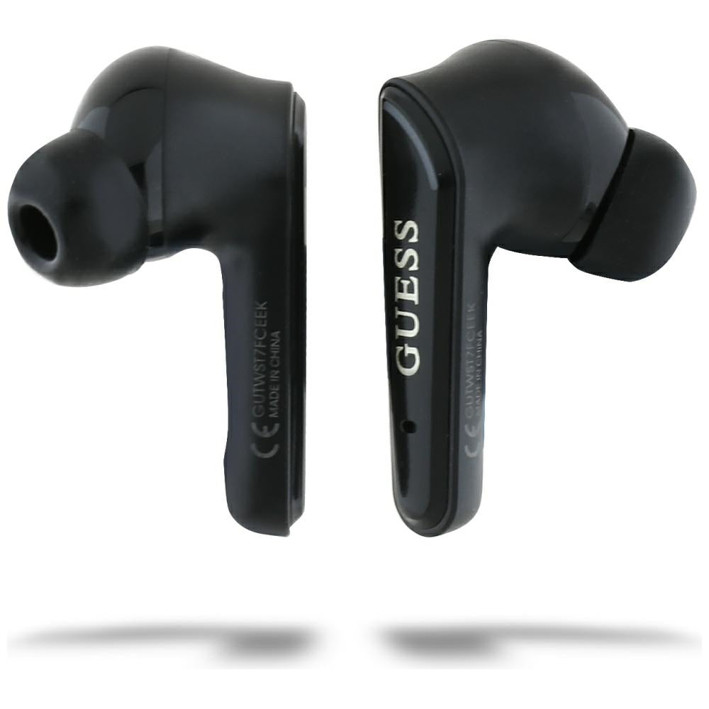 Handsfree Bluetooth Guess Flat Classic Logo Electroplated, TWS, Negru