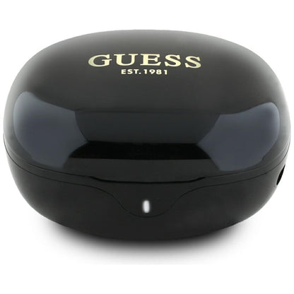 Handsfree Bluetooth Guess Flat Classic Logo Electroplated, TWS, Negru
