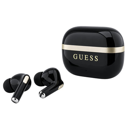 Handsfree Bluetooth Guess Glossy Gold Line Printed Classic Logo, TWS, Negru