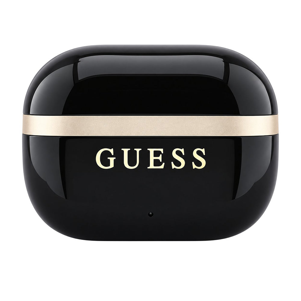 Handsfree Bluetooth Guess Glossy Gold Line Printed Classic Logo, TWS, Negru