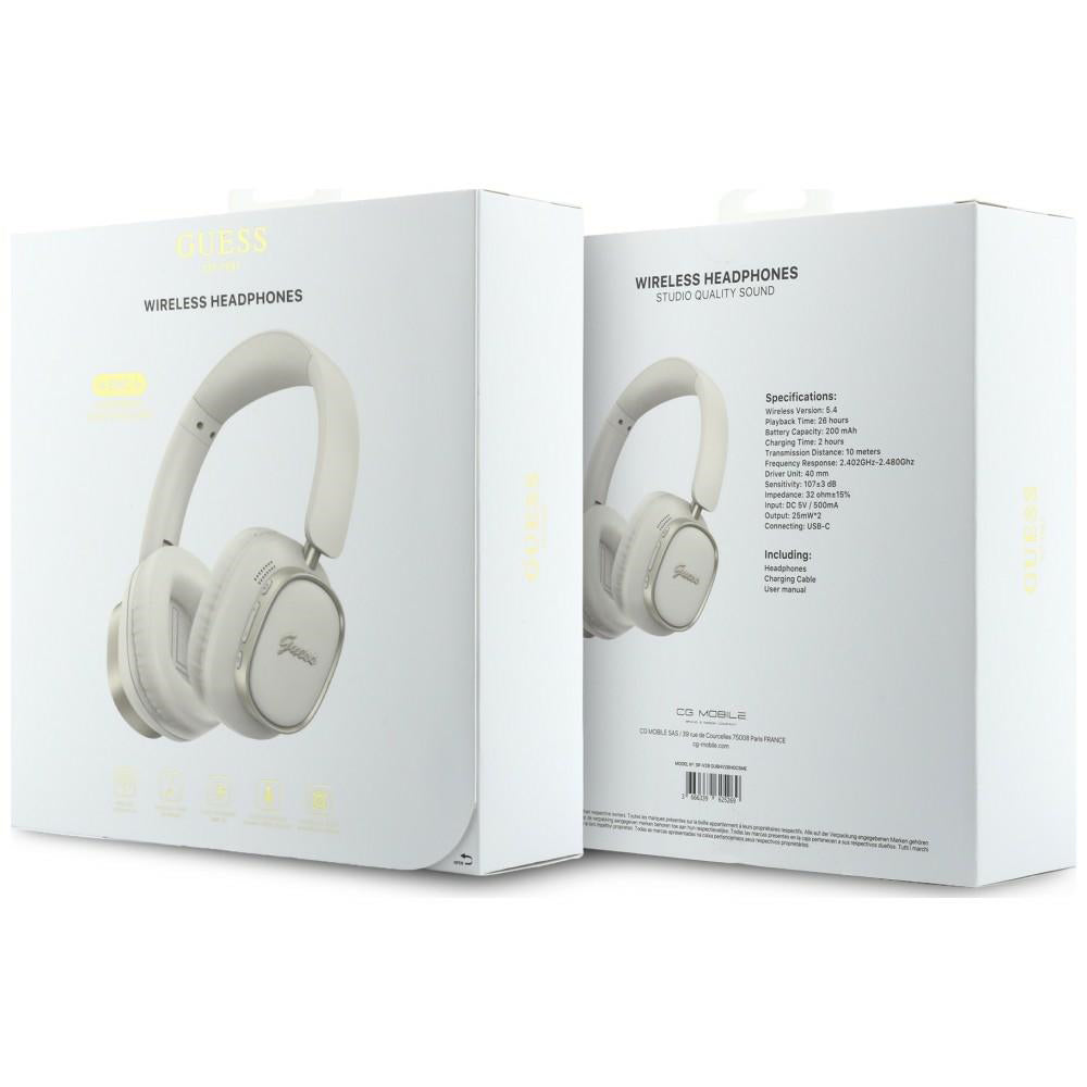 Handsfree Bluetooth Guess Rectangle Metal Script, A2DP, Alb