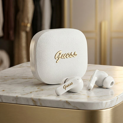 Handsfree Bluetooth Guess Script Metal Logo, TWS, Negru