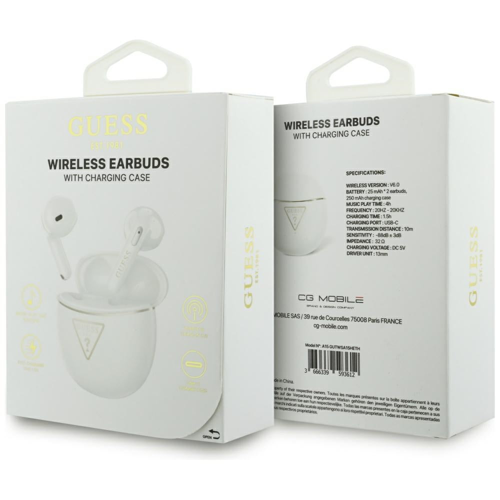 Handsfree Bluetooth Guess Script Print, TWS, Alb