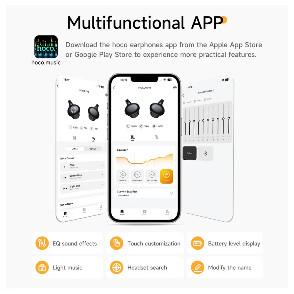 Handsfree Bluetooth HOCO EA8, TWS, Alb