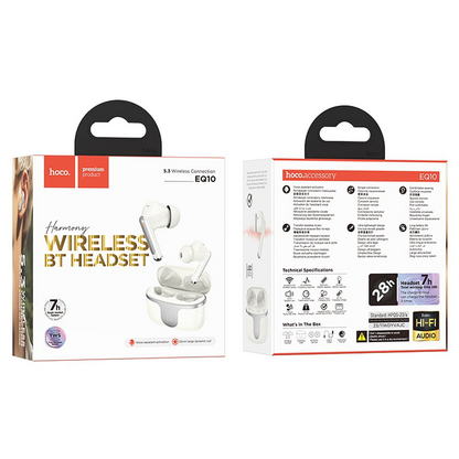 Handsfree Bluetooth HOCO EQ10, TWS, Alb