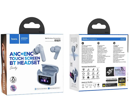 Handsfree Bluetooth HOCO EQ21, TWS, ANC, Albastru