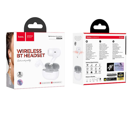 Handsfree Bluetooth HOCO EQ24, TWS, Alb