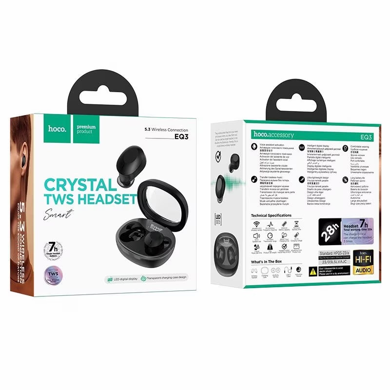 Handsfree Bluetooth HOCO EQ3, TWS, Negru