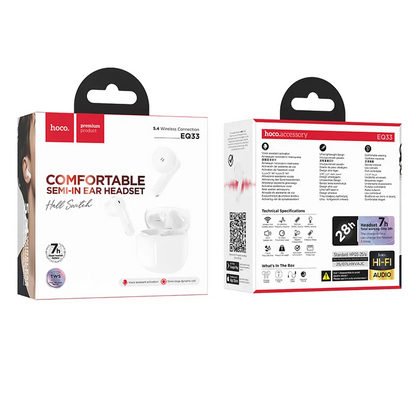 Handsfree Bluetooth HOCO EQ33, TWS, Alb
