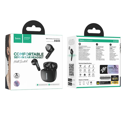Handsfree Bluetooth HOCO EQ33, TWS, Negru