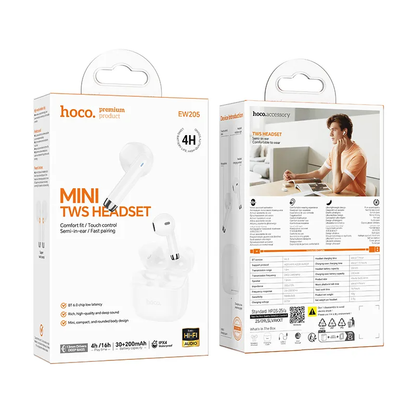 Handsfree Bluetooth HOCO EW205, TWS, Alb