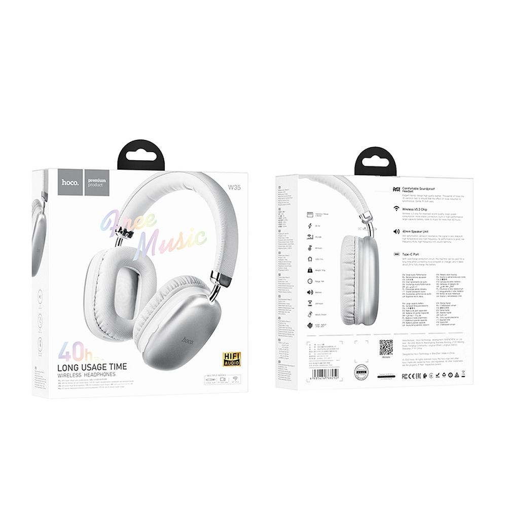 Handsfree Bluetooth HOCO W35, A2DP, Argintiu