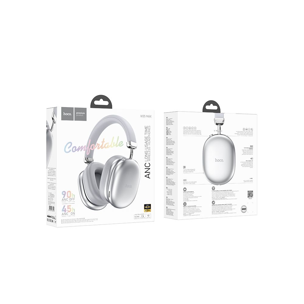 Handsfree Bluetooth HOCO W35 Max, A2DP, ANC, Argintiu